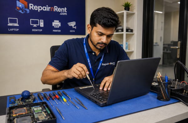 Laptop being repaired